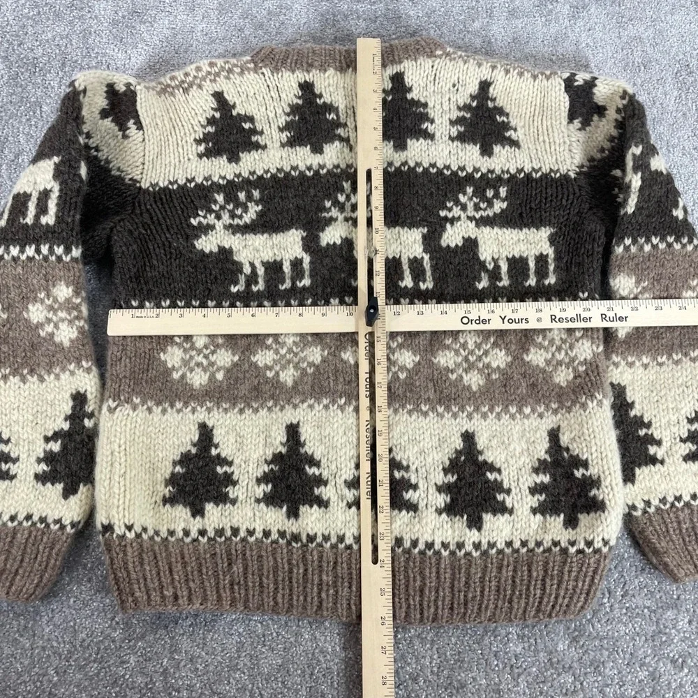 Vintage Wool Sweater Mens Medium Nordic Chunky Knit Christmas Reindeer Snowflake